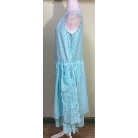 Vintage Allison J Petite Women's Size 10 Turquoise Tiered Sleeveless Maxi Dress - Picture 3 of 9